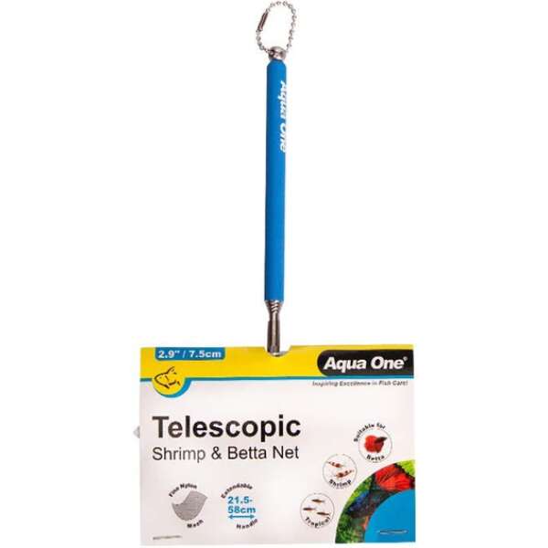 Aqua One Extendable Fine Fish Net Shrimp & Betta Telescopic 7.5x7cm ...