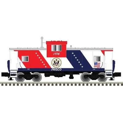Atlas N Scale, Extended-Vision Caboose - Ready to Run - Master(R) -- St. Louis-San Francisco 1776 (Bicentennial 1, red, white, blue, Large Stripe)