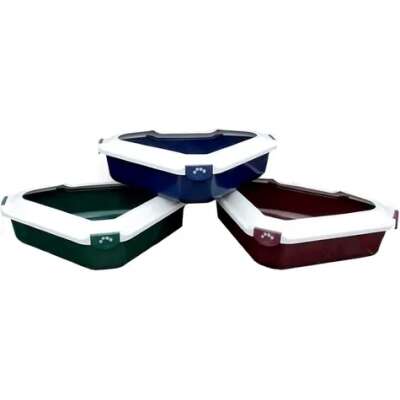 Cat Corner Litter Tray w/shield- Burgandy