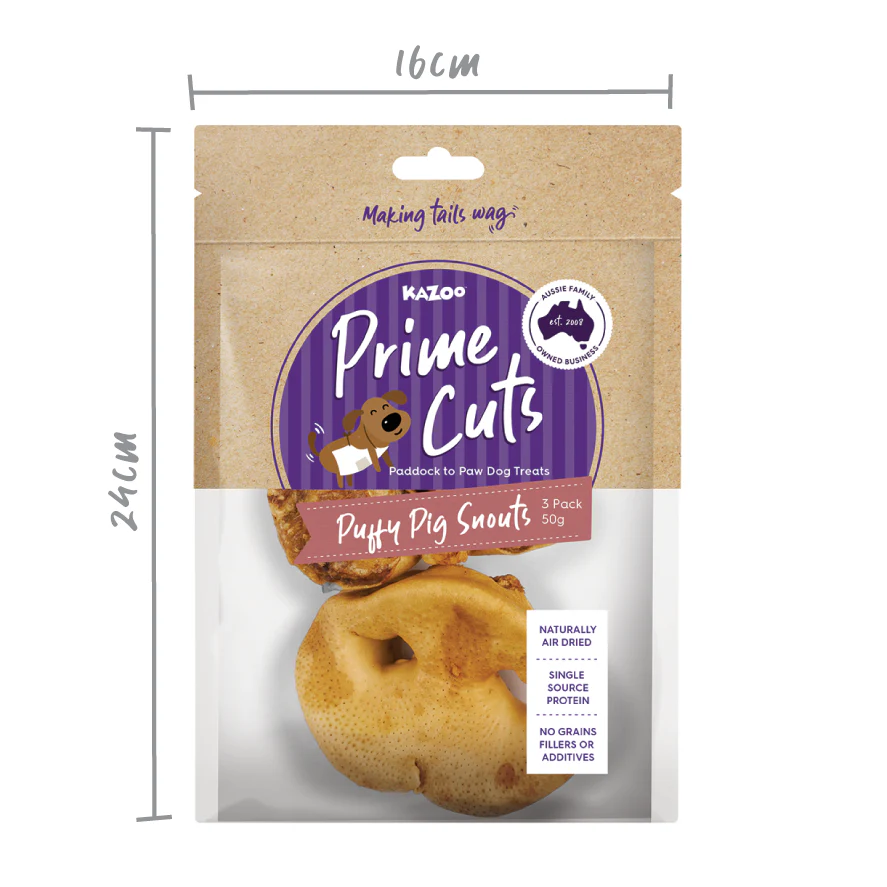 Kazoo Prime Cuts - Puffy Pig Snout Dog Treats - 3pk - Image 3
