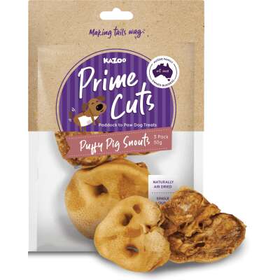 Kazoo Prime Cuts - Puffy Pig Snout Dog Treats - 3pk