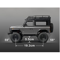 1:12TH SCALE MN Model RC Land rover Defender Model Car 4WD RC Crawler RTR (Silver) - Image 3