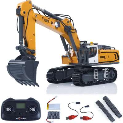 Yi Gong 1/50 R/C Screw 970 Excavator (Soft Rubber Tracks + Black Metal Tracks)