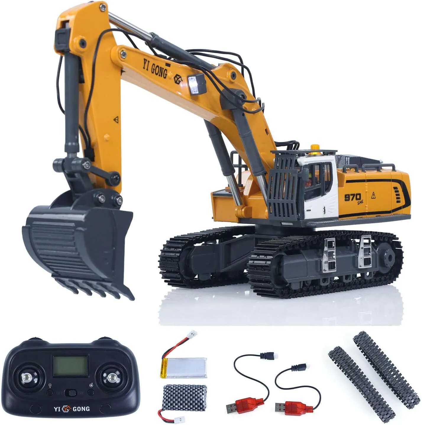 Yi Gong 1/50 R/C Screw 970 Excavator (Soft Rubber Tracks + Black Metal Tracks)