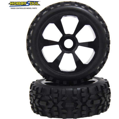 Hobby Works RC Big Block Tyres 1/8th Mounted 6 Spoke (2)
